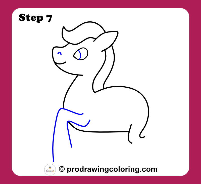 Unicorn front leg drawn in a bent pose to learn how to draw a unicorn easily.