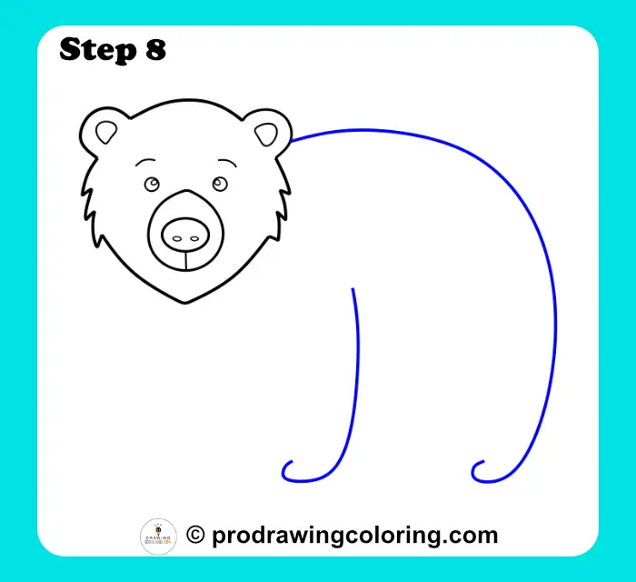 Bear back and front leg outline progressing the step by step guide with smooth strokes.