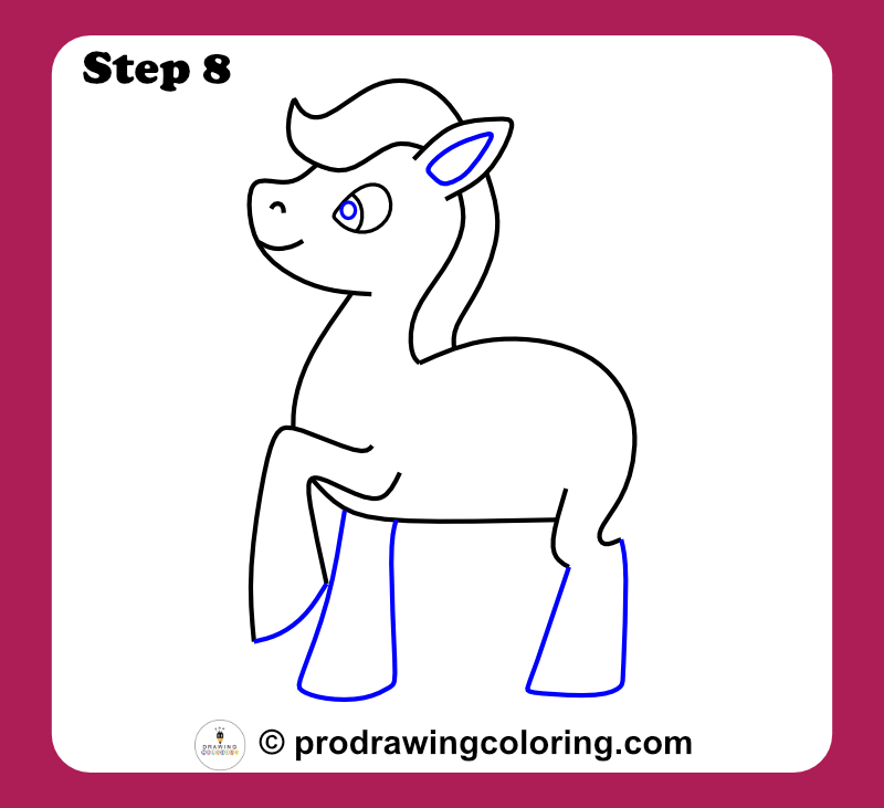 Unicorn legs and full body structure for a unicorn drawing step by step.