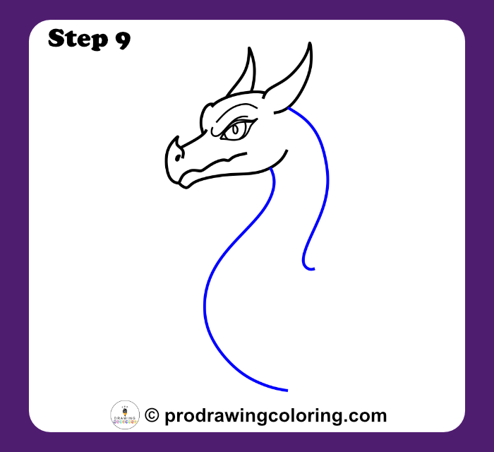 Dragon neck formed with two long flowing curves connecting the head to the body.