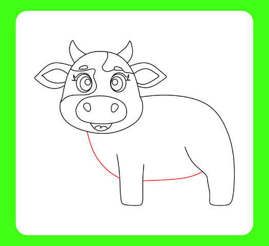 Step by step how to draw cows with a focus on body proportions and simple lines.