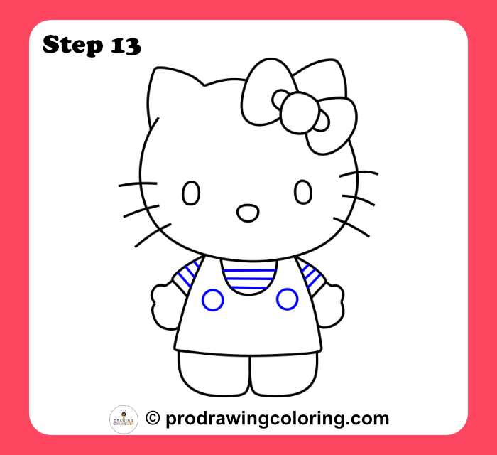 Final Hello Kitty characters drawing with dress details completed.