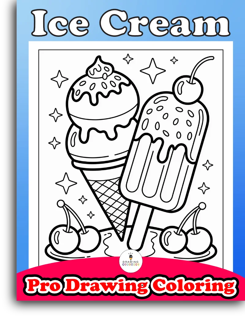 Sweet ice cream cones in this happy cartoon, an easy free printable for kids to print and cut.