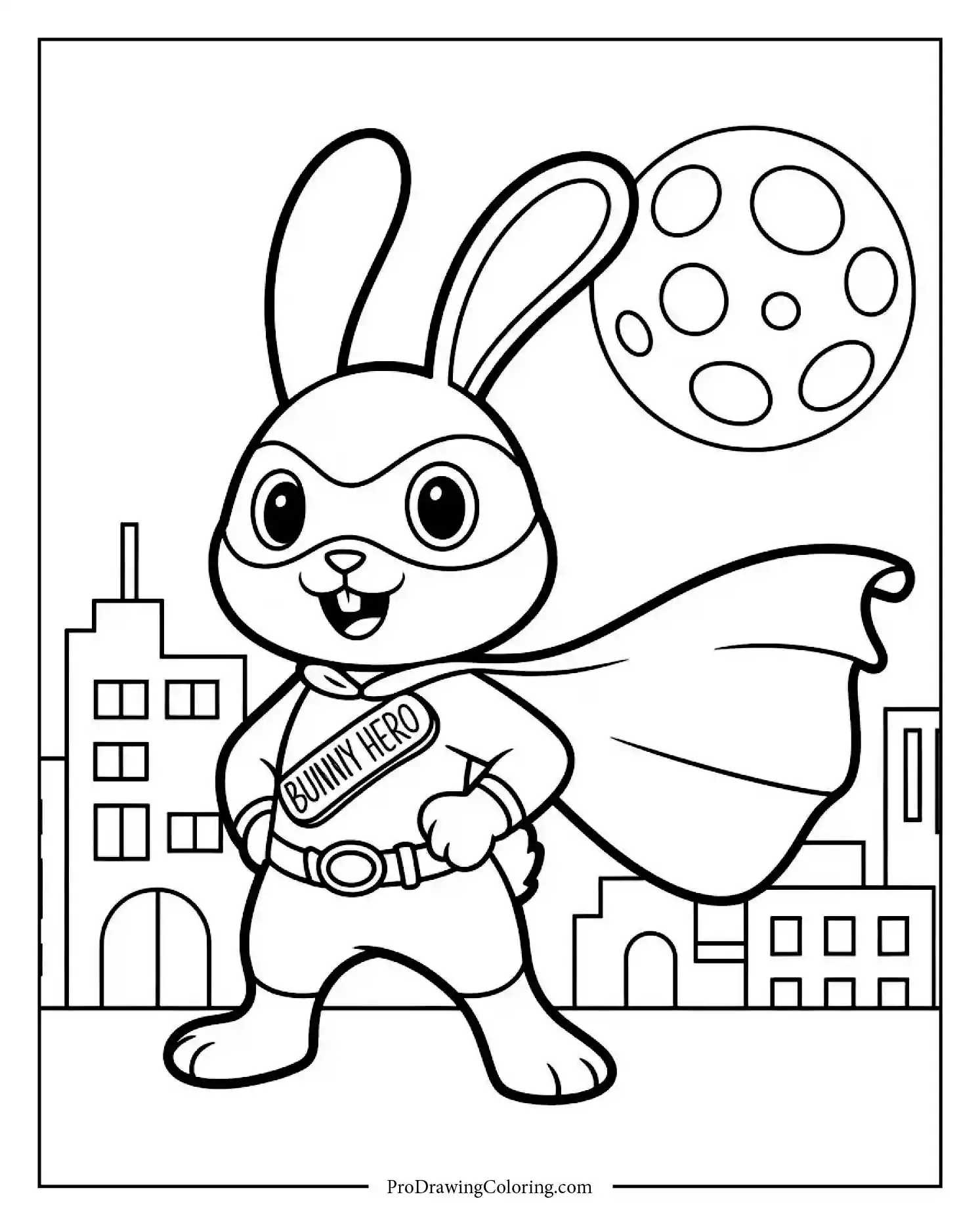 superhero bunny coloring page Bunny superhero coloring page wearing a cape, free printable fun