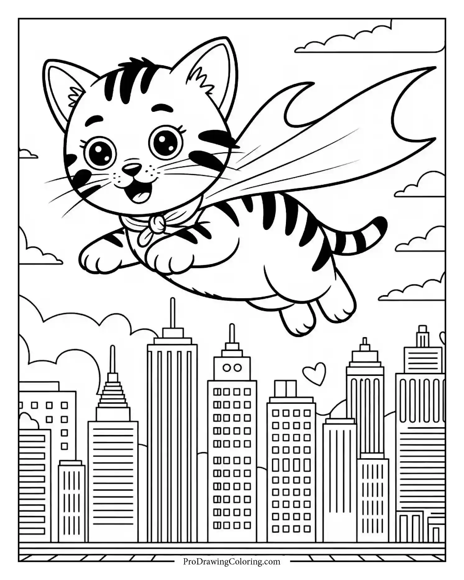 superhero kitten coloring page Heroic kitten coloring page in superhero costume
