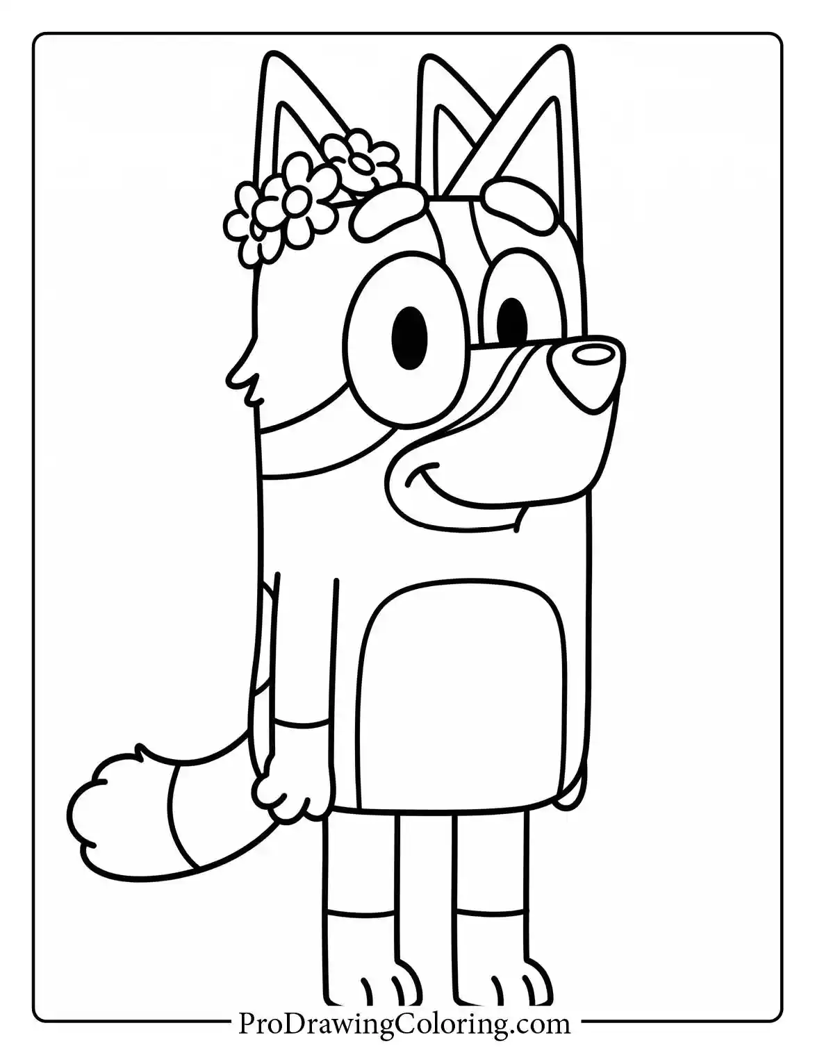 Beautiful girl Aunt Trixie wearing a flower crown in this free bluey characters printable.
