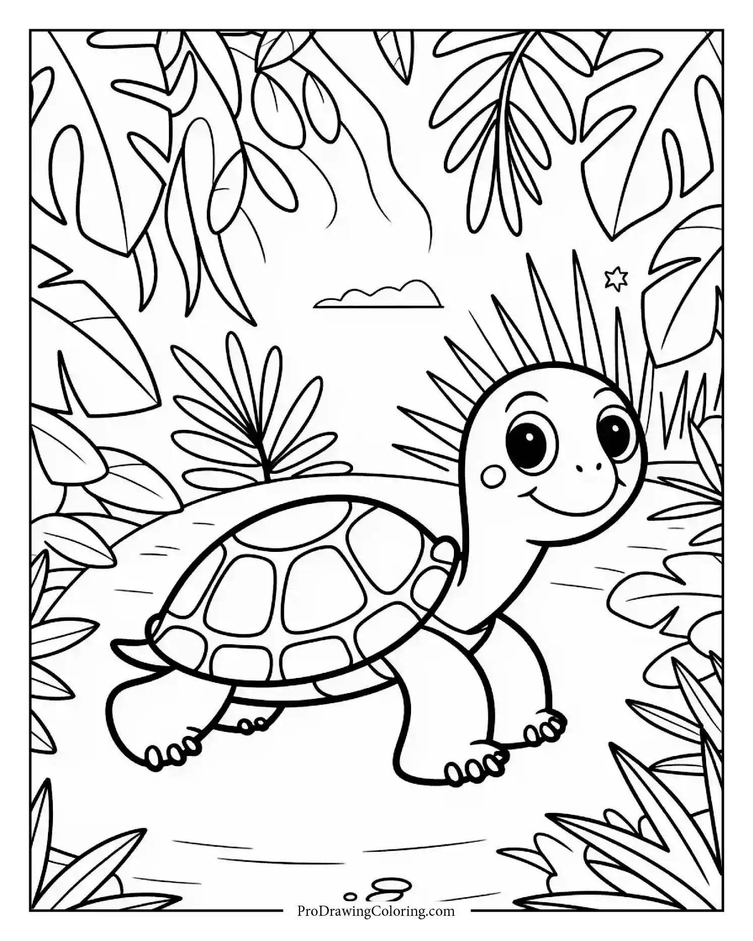 turtle exploring jungle Curious turtle walking through lush jungle path