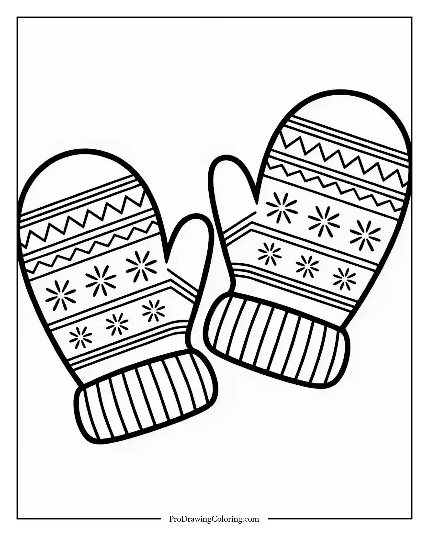 winter mittens coloring page Pair of warm winter mittens in line art