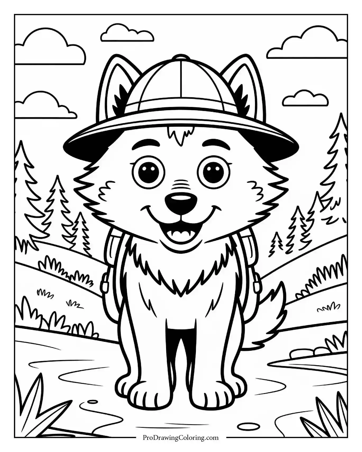 wolf explorer hat Wolf dressed as forest explorer ready for adventure