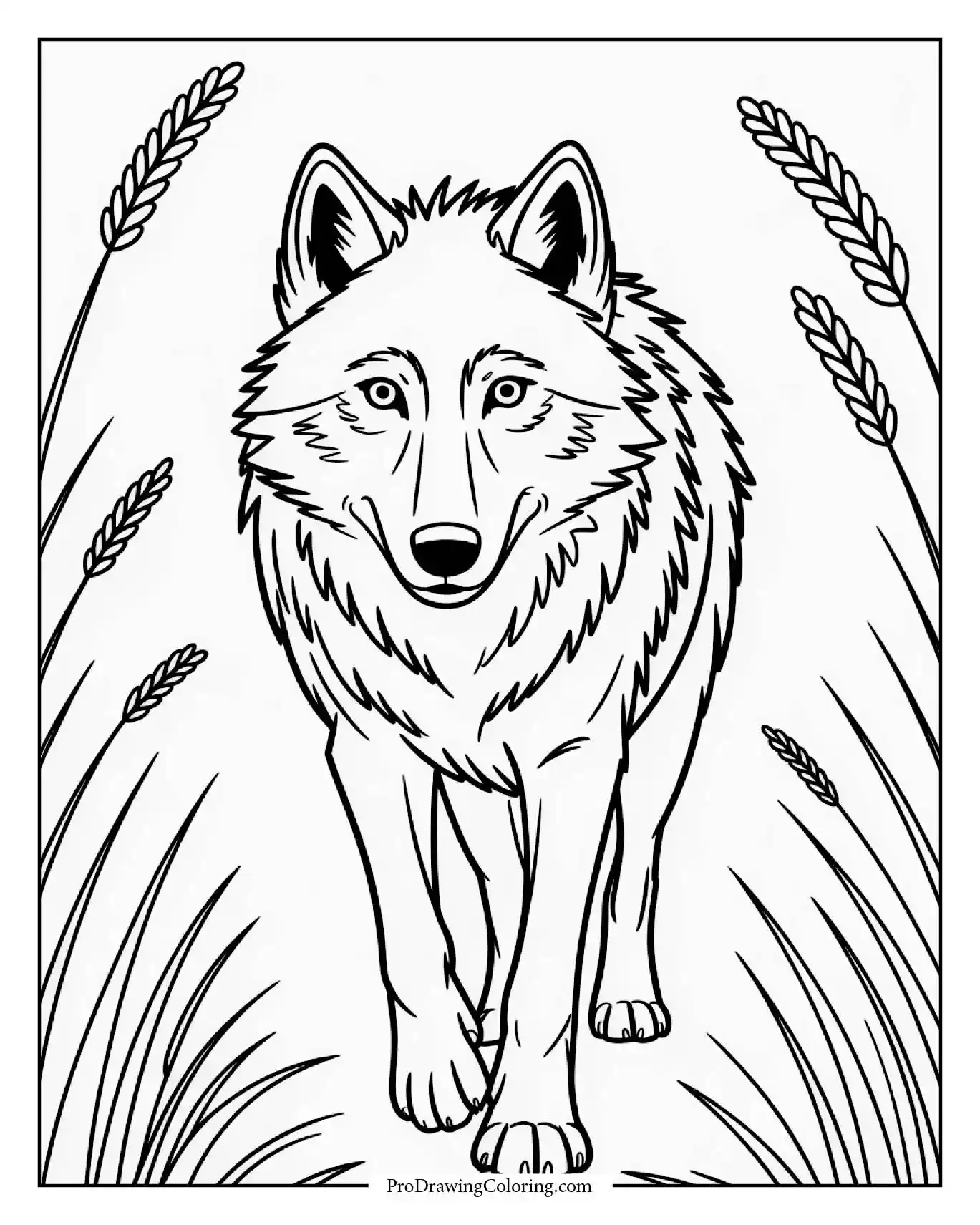 wolf tall grass free coloring sheet Wolf moving slowly through tall golden grass at dusk